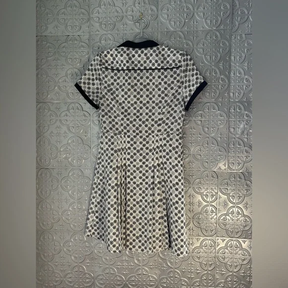 Jason Wu Bicycle Wheel Print Pin Up Black White Collared Skater Dress - Picture 5 of 5